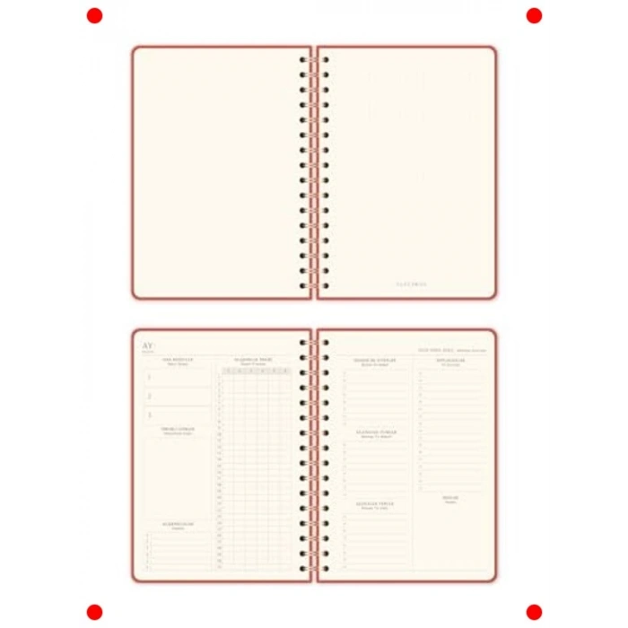 A5 Keten Kapaklı Süresiz Planlayıcı - Mercan