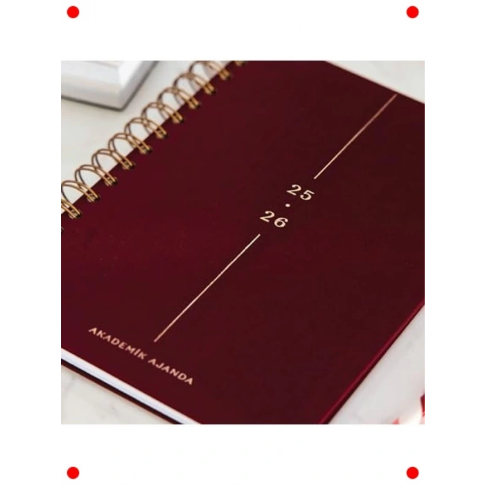A5 Keten Spiralli 16 Aylık Akademik Ajanda Bordo