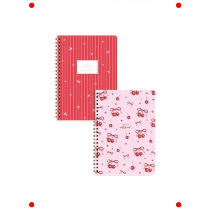 A5 Spiralli Çizgisiz Defter 2li Set - 80 Yaprak