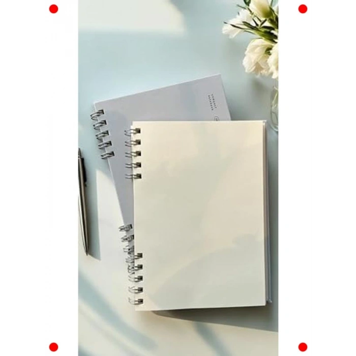 A5 Spiralli Çizgisiz Defter, Açık Gri