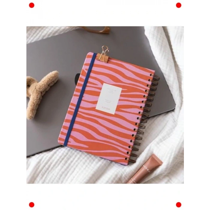 A5 Spiralli Noktalı Not Defteri, Kırmızı Zebra