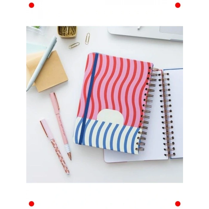 A5 Spiralli Not Defteri, Kareli, Tarihsiz, Lastikli