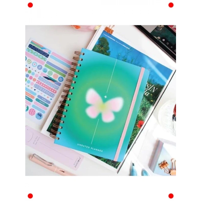 A5 Spiralli Süresiz Ajanda - Kelebek Tasarım