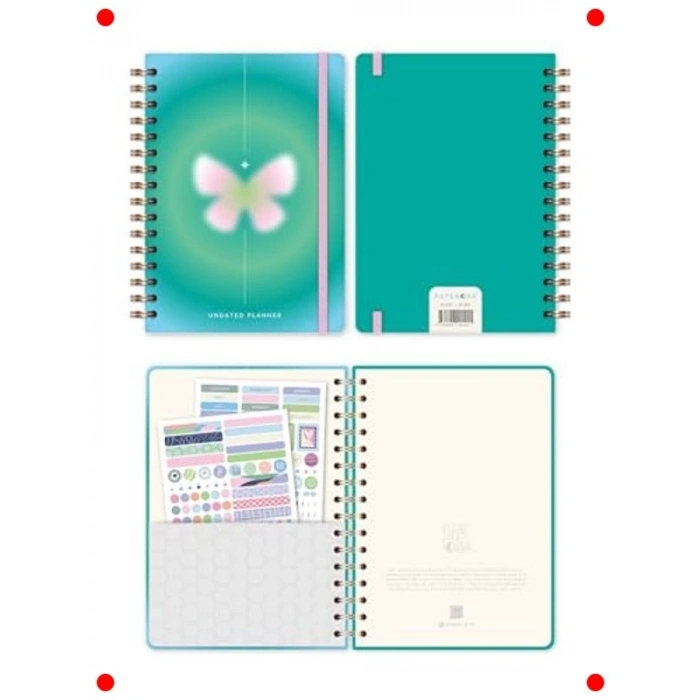 A5 Spiralli Süresiz Ajanda - Kelebek Tasarım