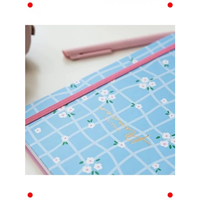 A5 Spiralli Süresiz Ajanda - Mavi Papatyalar, Motivasyonlu