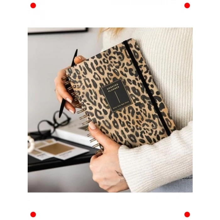A5 Süresiz Leopar Desenli Spiralli Planlayıcı