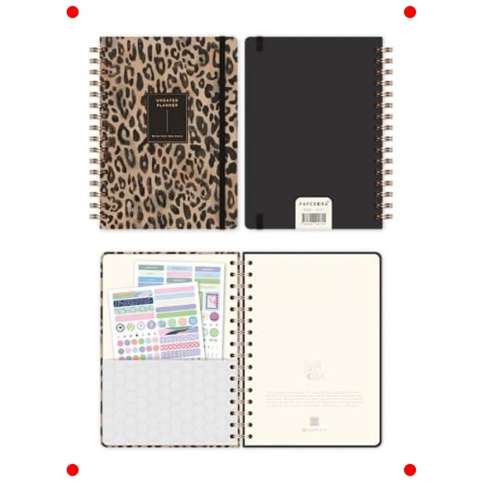 A5 Süresiz Leopar Desenli Spiralli Planlayıcı