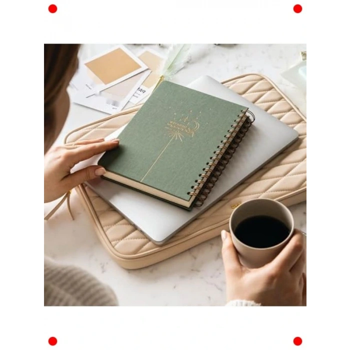 A5 Süresiz Spiral Keten Planlayıcı Ajanda Yeşil