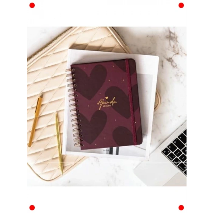 A5 Süresiz Spiralli Planlayıcı Ajanda, Kalp Tasarımlı