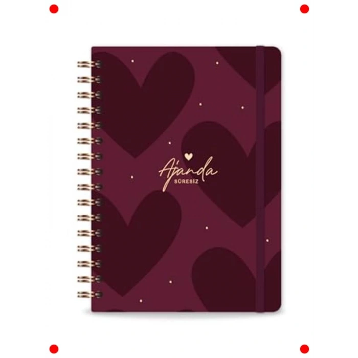 A5 Süresiz Spiralli Planlayıcı Ajanda, Kalp Tasarımlı