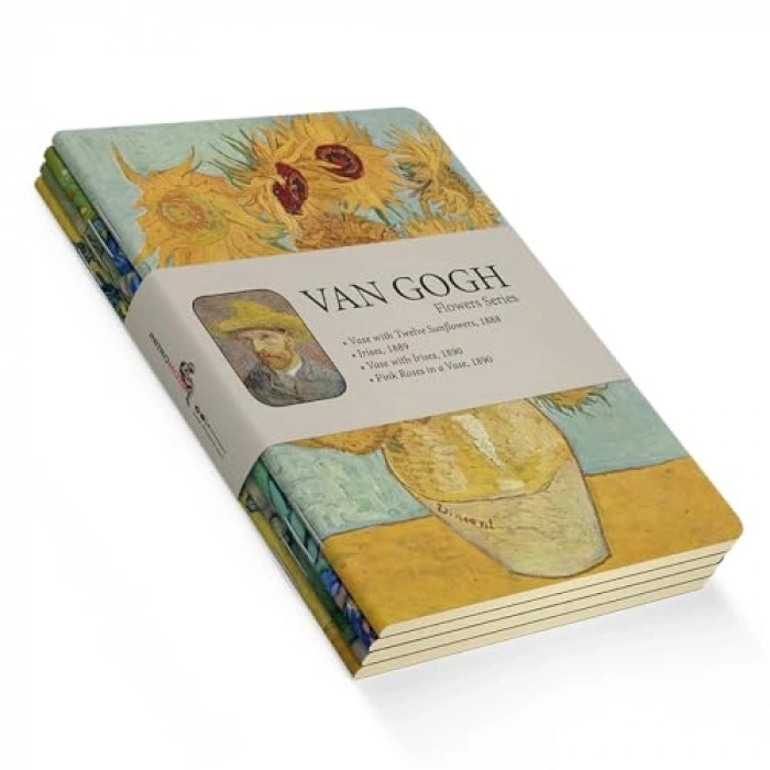 A6 Boyutunda 4lü Defter Seti, Van Gogh Desenli, 192 Sayfa