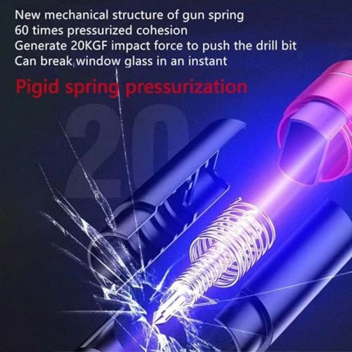 Acil Durum Kaçış Çekici, Araba Camı Kırma Aleti, 2li Set