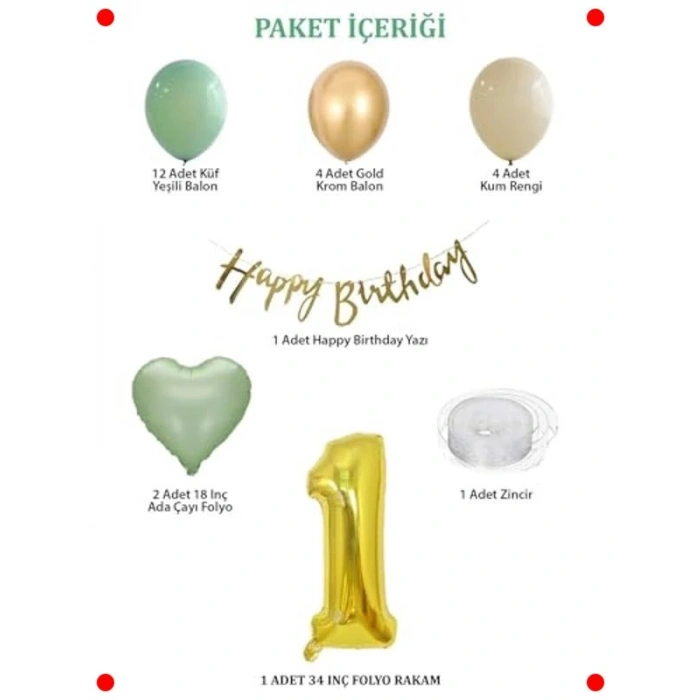 Adaçayı Temalı Doğum Günü Parti Balon Seti - Özel Renkler