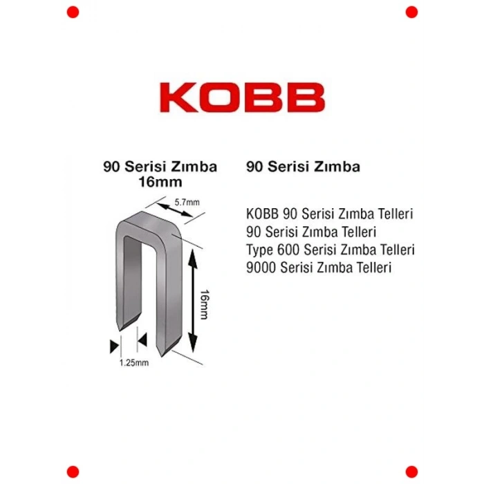 Ağır Hizmet Zımba Teli - 90 Serisi 16mm (2500 Adet)