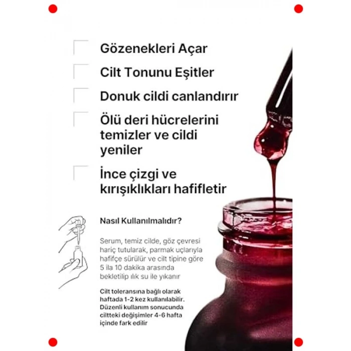 AHA 30% BHA 2% Canlandırıcı ve Ton Eşitleyici Peeling Serum