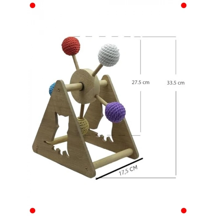 Ahşap 5 Renkli Toplu Kedi Oyuncağı