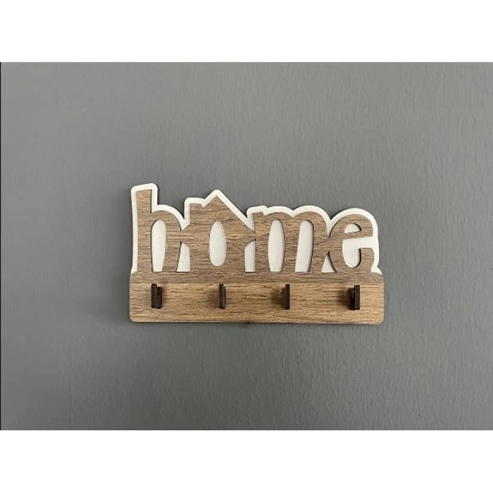 Ahşap Anahtar Askısı, 17x9 cm, Duvarda Dekoratif