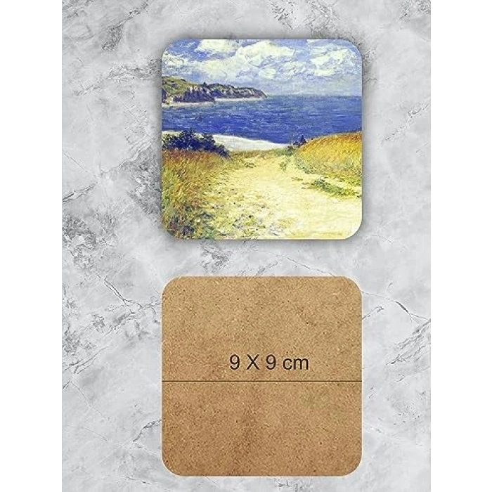 Ahşap Bardak Altlığı Seti, Claude Monet Temalı, 6lı