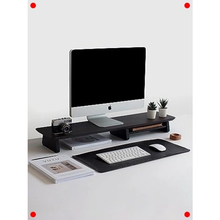 Ahşap Bilgisayar Monitör Standı - Ceviz Rengi Yükseltici