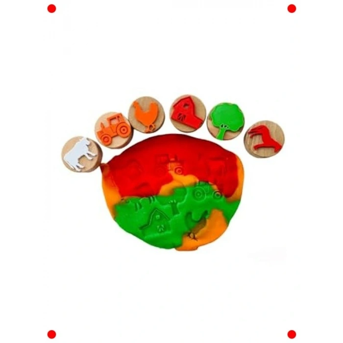 Ahşap Çiftlik Hayvanları Damga Seti (6 Adet)