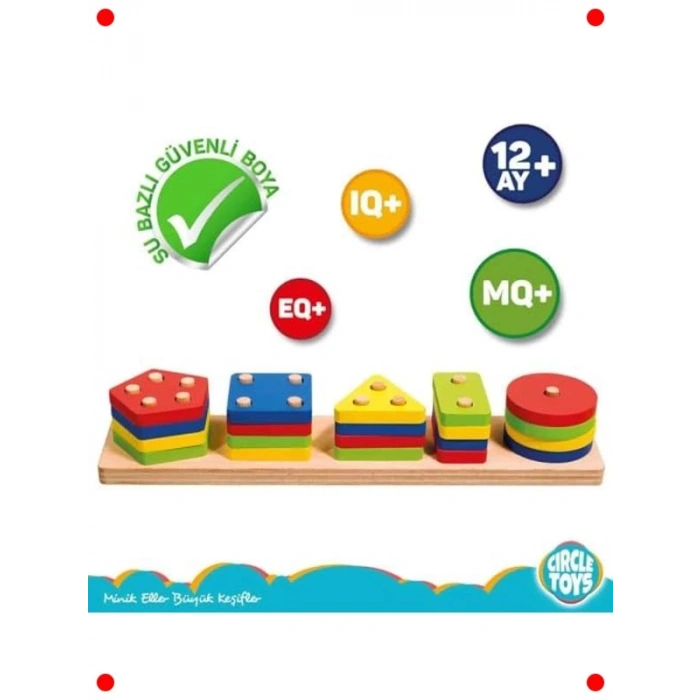 Ahşap Geometrik Şekiller Öğrenme Seti - 5 Parça
