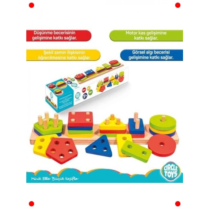 Ahşap Geometrik Şekiller Öğrenme Seti - 5 Parça