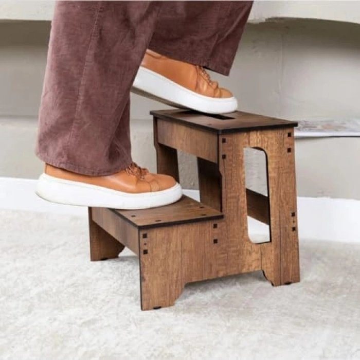 Ahşap İki Basamaklı Merdiven Taburesi