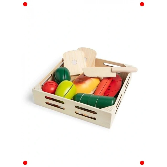 Ahşap Kesilebilen Oyuncak Yiyecek Seti