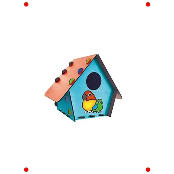 Ahşap Kuş Evi Maketi - Boyama ve El Sanatları