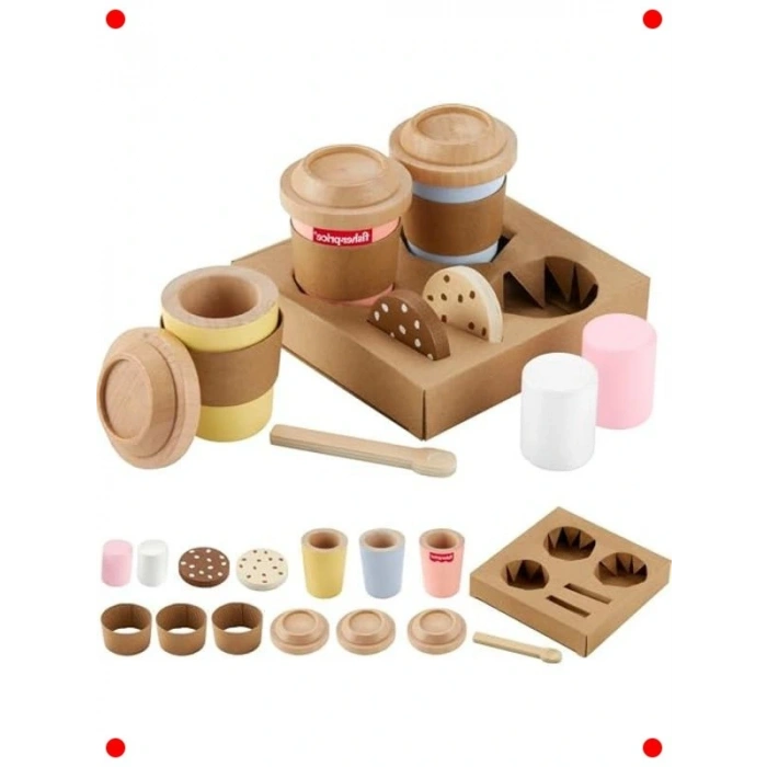 Ahşap Oyuncak Kahve Makinesi ve Seti