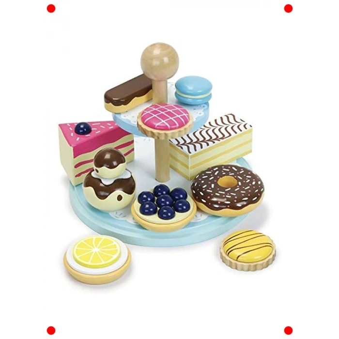 Ahşap Pastane Vitrini ve Oyuncak Pasta Teşhir Seti
