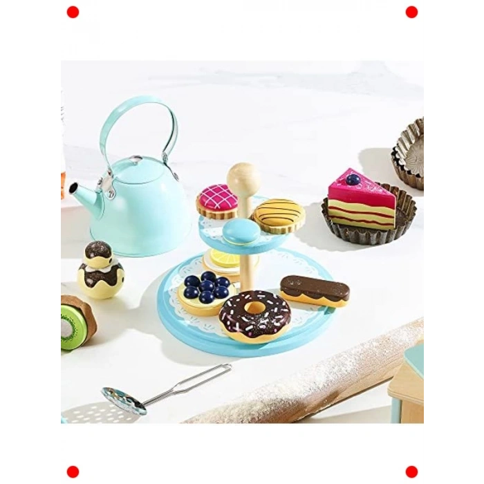 Ahşap Pastane Vitrini ve Oyuncak Pasta Teşhir Seti