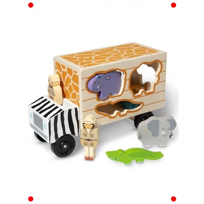 Ahşap Safari Hayvan Kurtarma Kamyonu - 3+