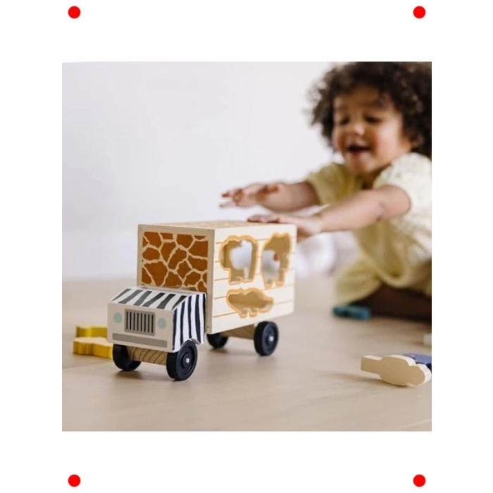 Ahşap Safari Hayvan Kurtarma Kamyonu - 3+