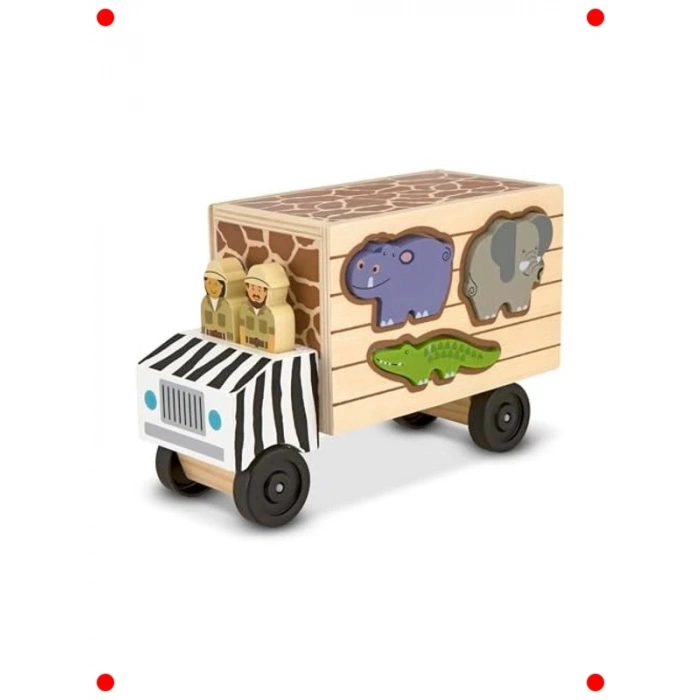 Ahşap Safari Hayvan Kurtarma Kamyonu - 3+