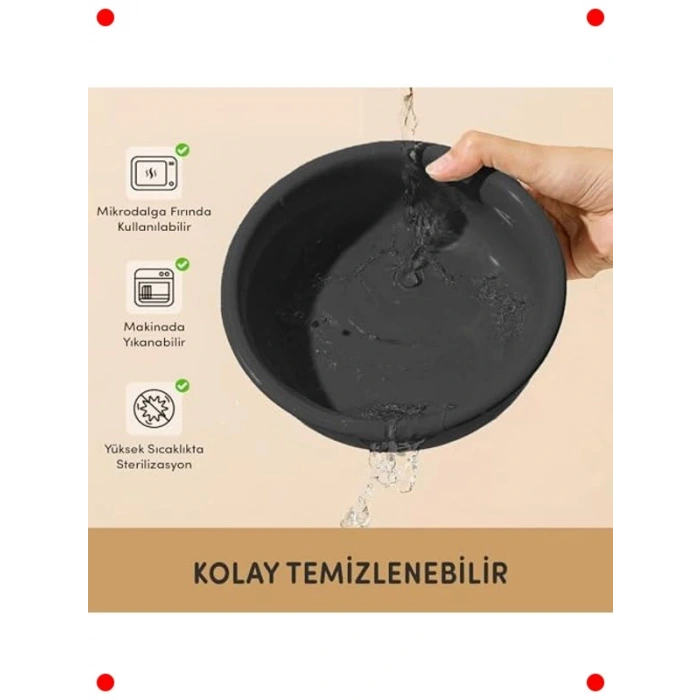 Ahşap Standlı Çift Seramik Evcil Hayvan Mama Kabı