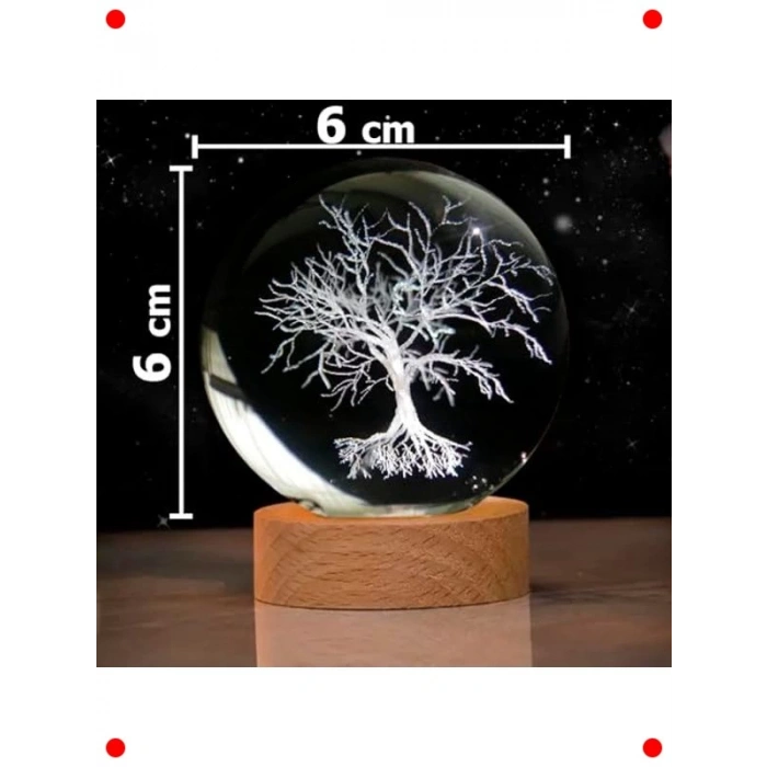 Ahşap Standlı Satürn Temalı Gece Lambası