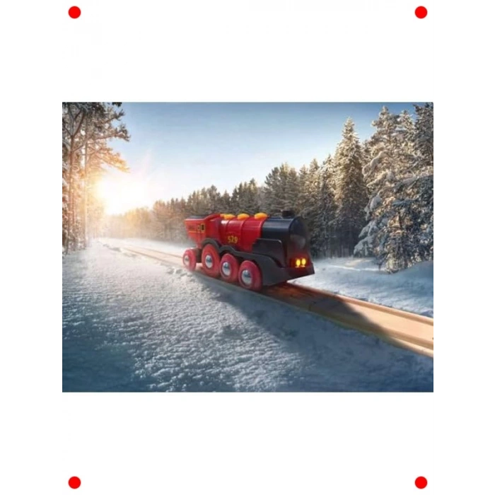 Ahşap Tren Seti Kırmızı Lokomotif