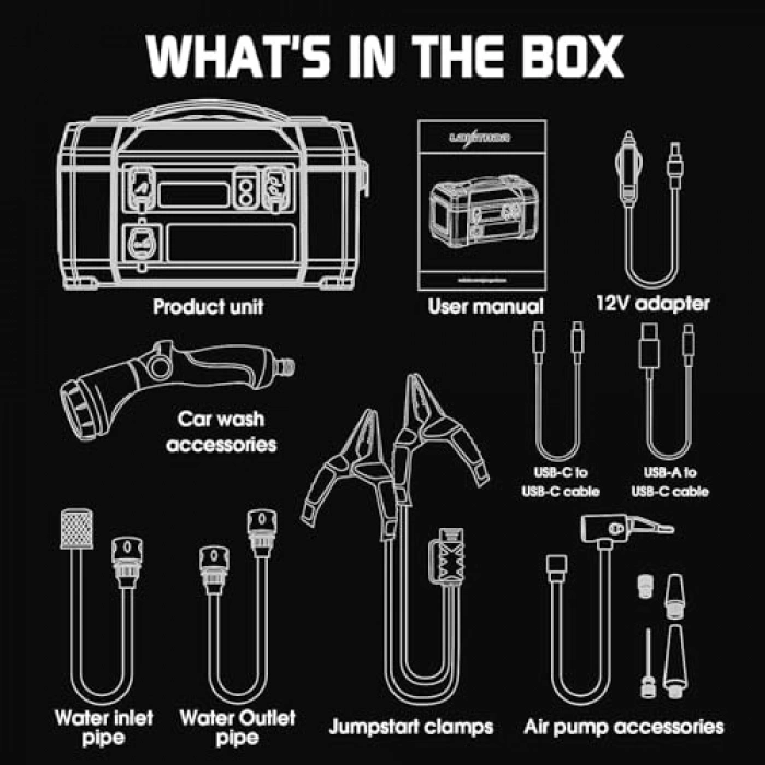 Akıllı Akü Takviye Seti, 12V 2500Amp Li-Polimer ve Pompa