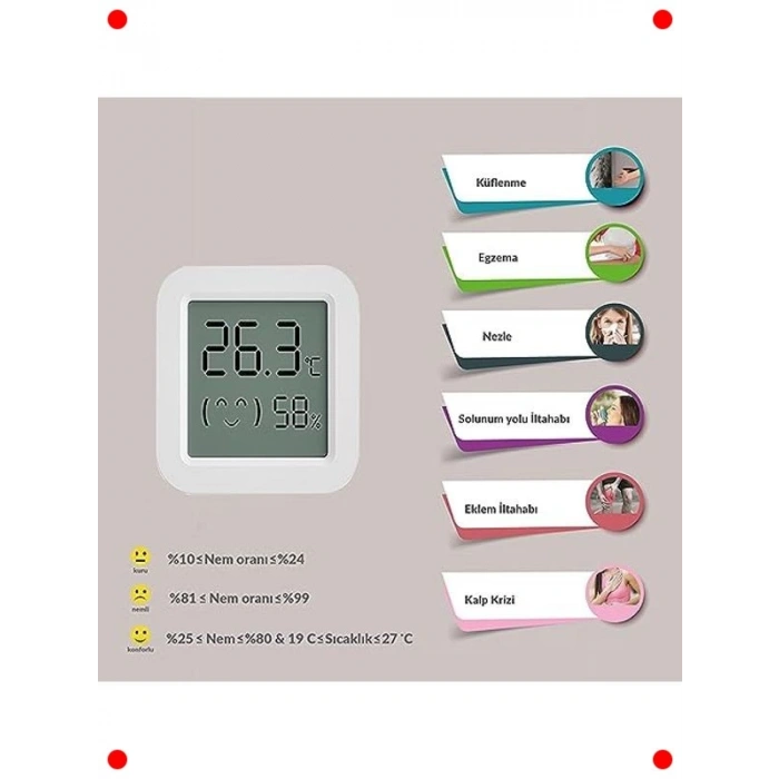 Akıllı Bluetooth Isı Nem Ölçer Termometre