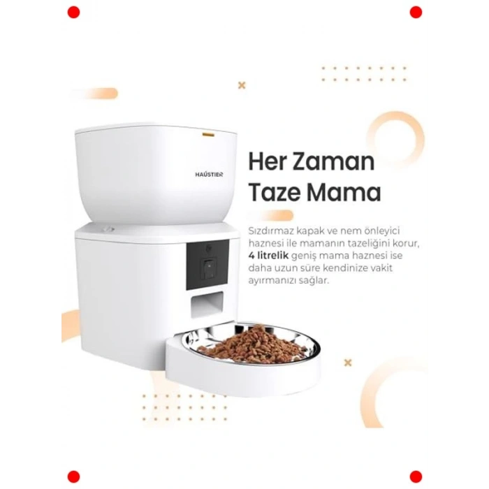 Akıllı Kameralı Otomatik Kedi Mama Kabı 4 Lt