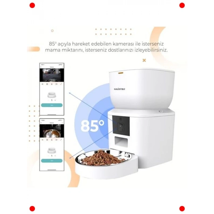 Akıllı Kameralı Otomatik Kedi Mama Kabı 4 Lt