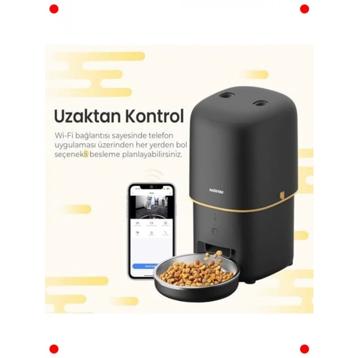 Akıllı Kedi Köpek Otomatik Mama Kabı 4 Lt (Siyah)