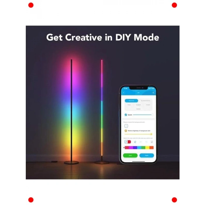 Akıllı Köşe Zemin Lambası Çok Renkli