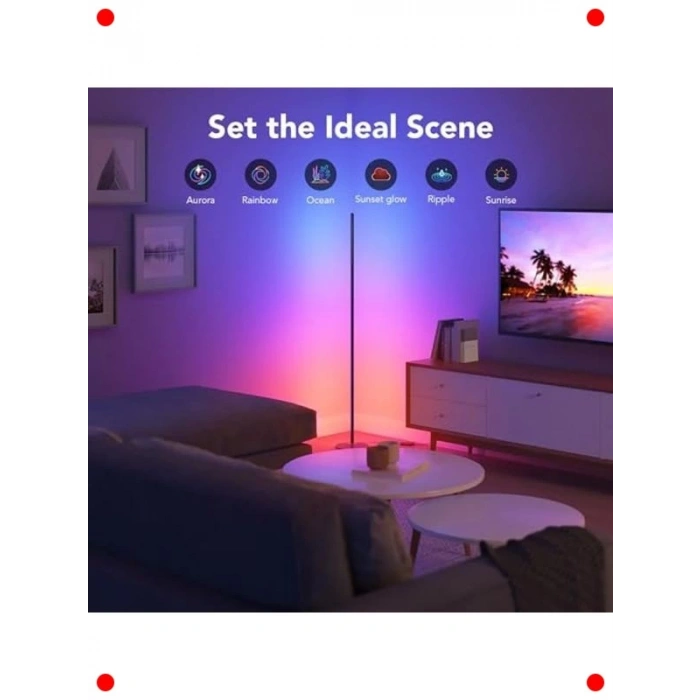 Akıllı Köşe Zemin Lambası Çok Renkli