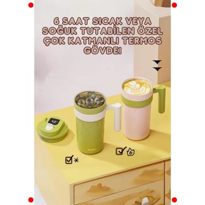 Akıllı LED Ekranlı Termos Mug 600ml Paslanmaz Çelik