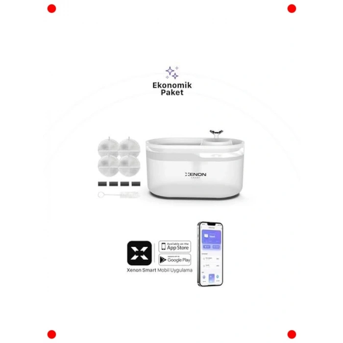 Akıllı Otomatik Kedi Su Pınarı & Filtre Seti, Şeffaf