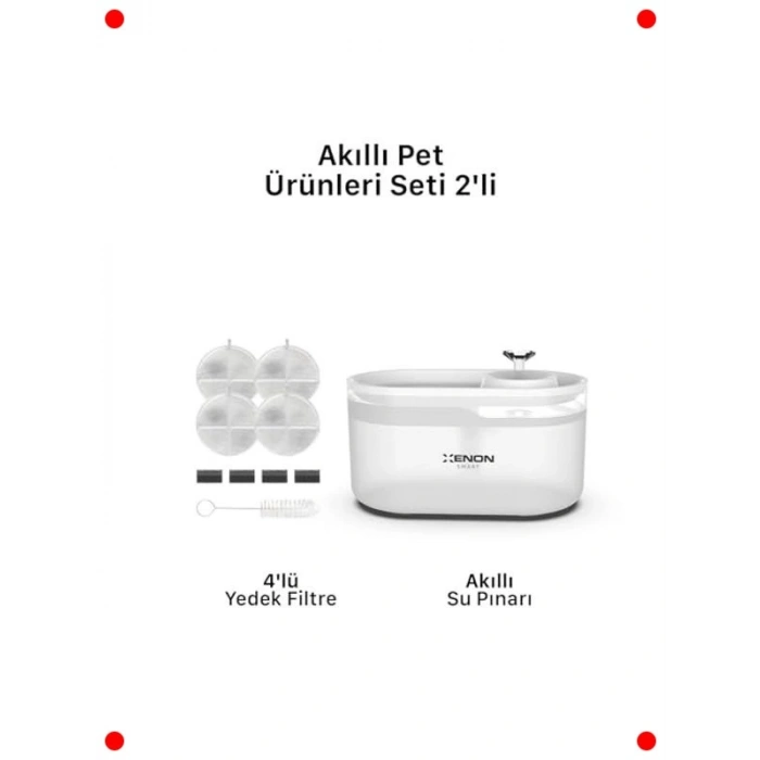 Akıllı Otomatik Kedi Su Pınarı & Filtre Seti, Şeffaf