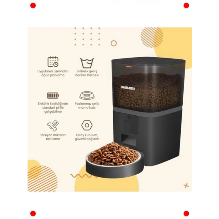 Akıllı Otomatik Mama Kabı 6 Lt – Wi-Fi Uygulama Kontrollü