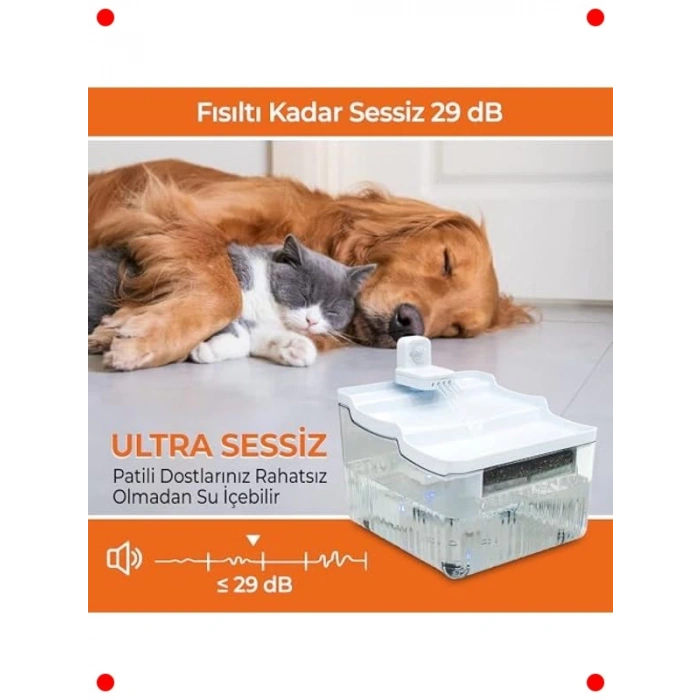 Akıllı Sensörlü Sessiz Su Sebili (Beyaz + Filtre)